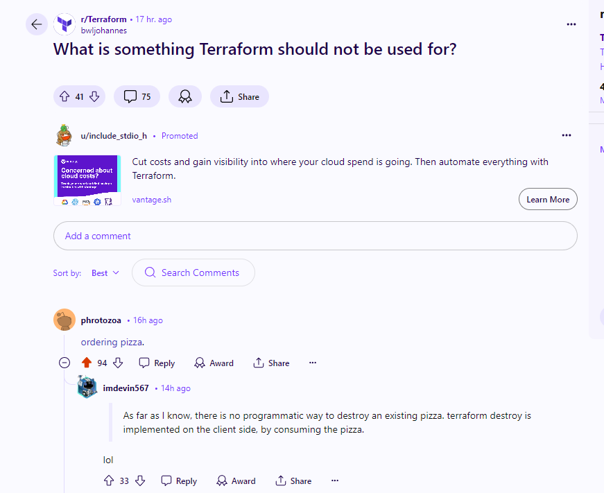 What is something Terraform should not be used for?