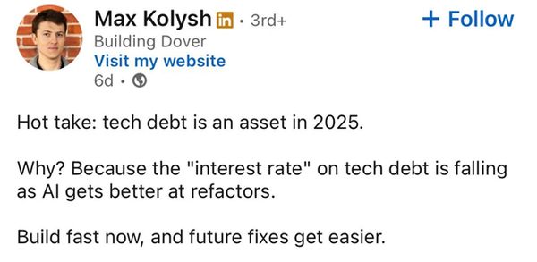 Tech Debt (Not my game) is an asset now?